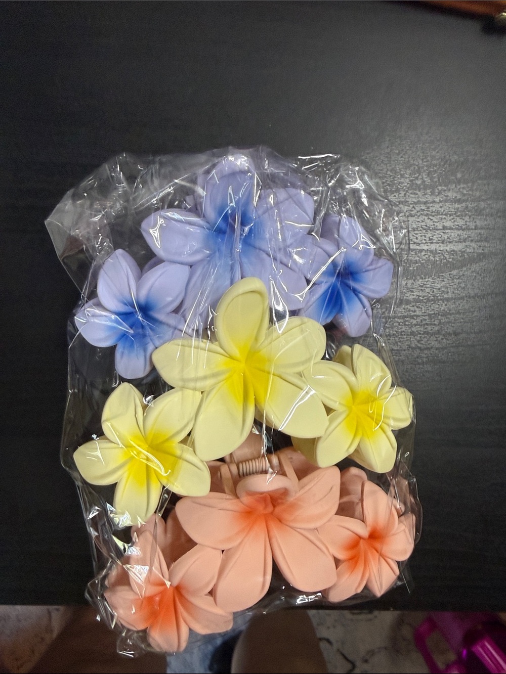 Pack of Blue, Yellow, and Peach Floral Hair Clips - Unbranded